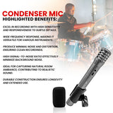 5Core Instrument Microphone Professional XLR Cardioid Pencil Stick Condenser Mic Grey