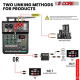 5Core Audio Mixer Sound Board 4 Channel PA DJ Stereo Receiver w Bluetooth USB DJ PA Karaoke Mixing