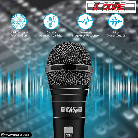 5Core XLR Microphone Dynamic Mic Karaoke Singing Studio Mics Handheld Microfono