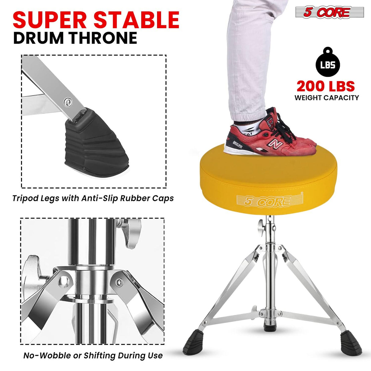 Discover our durable music stool for drums which built to support a weight capacity of up to 200 lbs