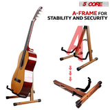 5Core Guitar Stand Floor Adjustable Solid Wood A Frame Universal Folding Acoustic Electric Bass Stands