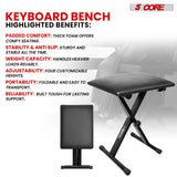 5 Core Keyboard Bench X Style Piano Stool Padded Adjustable Keyboards Chair Black