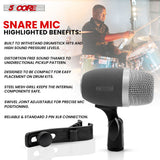 5 Core Snare Microphone XLR Wired Uni Directional Tom Drum and Other Musical Instrument Mic GRAY