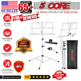 5Core Music Stand For Sheet Music Portable Tripod Adjustable Folding Note Holder WHITE