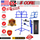 5Core Music Stand For Sheet Music Portable Tripod Adjustable Folding Note Holder Higher BLUE