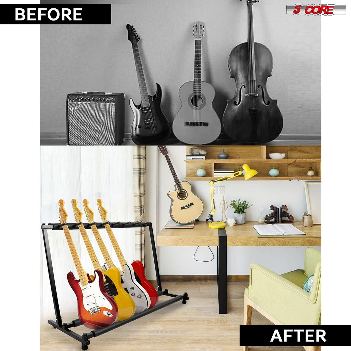 Flying V guitar stand, electric guitar accessories, and triple guitar stand floor holder.