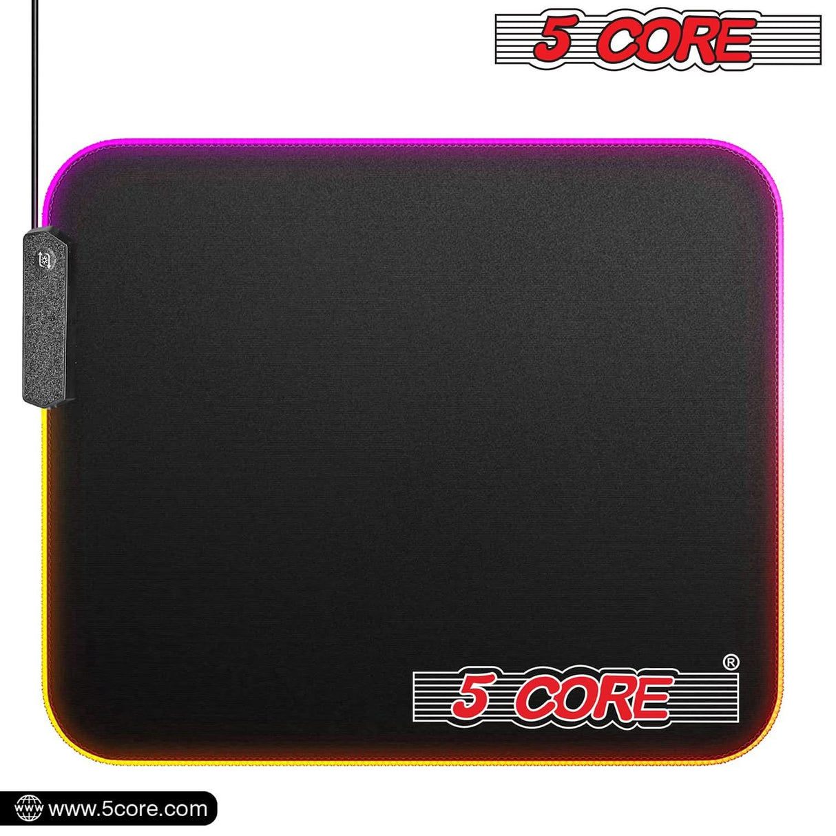 5Core Gaming Mouse Pad RGB 12 Light Modes 2 Zone Desk Mouse Mat w Rubber Base