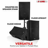 5 Core 12 Inch Professional 3000W Powered PA System Pair 2 Way TWS Bluetooth Speaker +4 Wireless UHF Mics +2 Stand +2 Bags XLR in/Out Active Preamp Outdoor Sound Set for DJ Party