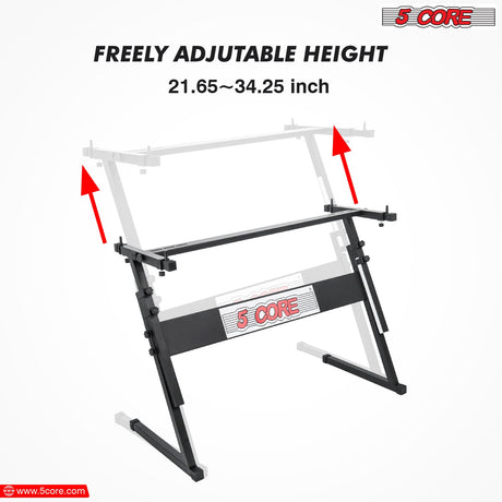 5 Core Keyboard Stand Z Style Height Adjustable Sturdy Piano Riser Lift Holder Stands BLACK