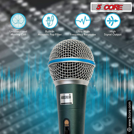 5Core Microphone for Singing - XLR Dynamic Karaoke Mic with Cardioid Pattern