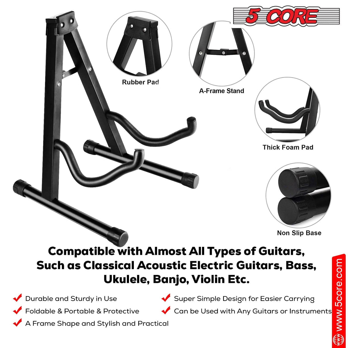 Compatibility with all types of string instrument support stand