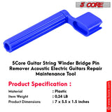 5Core Guitar String Winder Professional Guitars Tools Peg Winder with Bridge Pin Remover BLUE