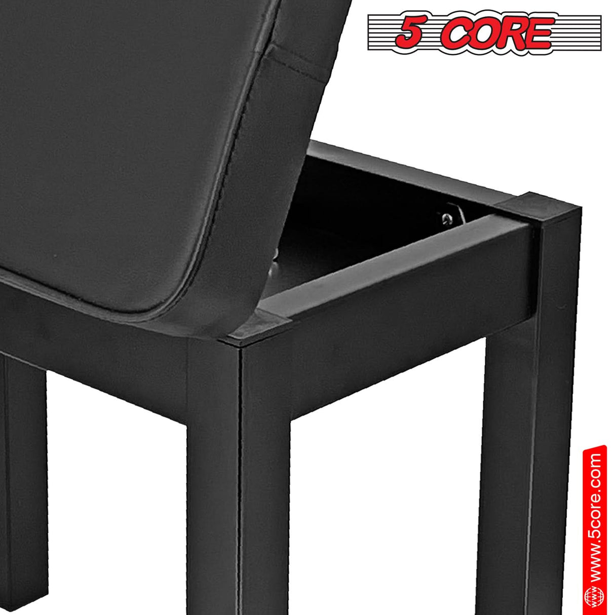 5Core Piano Bench with Storage Compartment Keyboard Stool w Iron Legs Comfortable Waterproof Seat