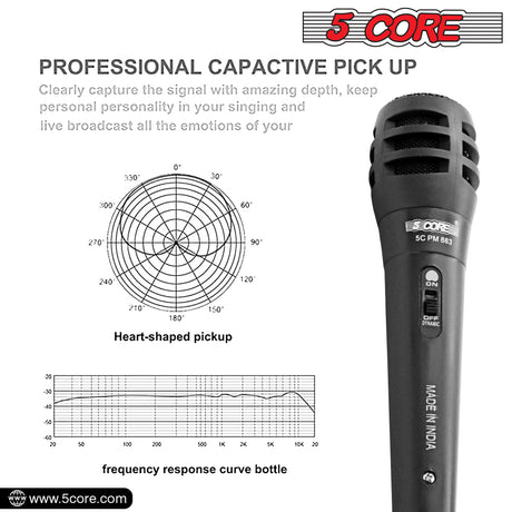 5Core Microphone Dynamic Microfono XLR Audio Cardioid Mic Vocal Karaoke Singing PM-883