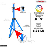 5Core Speaker Stand Tripod Tall Adjustable 72 Inch DJ Pole Mount Studio Monitor Stands SKY BLUE