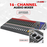 5Core Audio Mixer 16 Channel DJ Mixing Board Bluetooth USB Analog Professional Mezclador De Audio