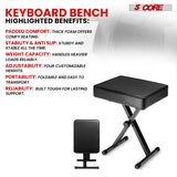 5 Core Keyboard Bench X Style Piano Stool Heavy Duty Adjustable Keyboards Chair Black