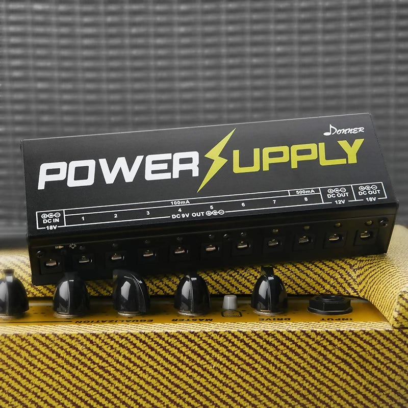 Donner DP-1 Guitar Pedal Power Supply 10 Isolated DC Output for 9V/12V/18V Effect Pedal