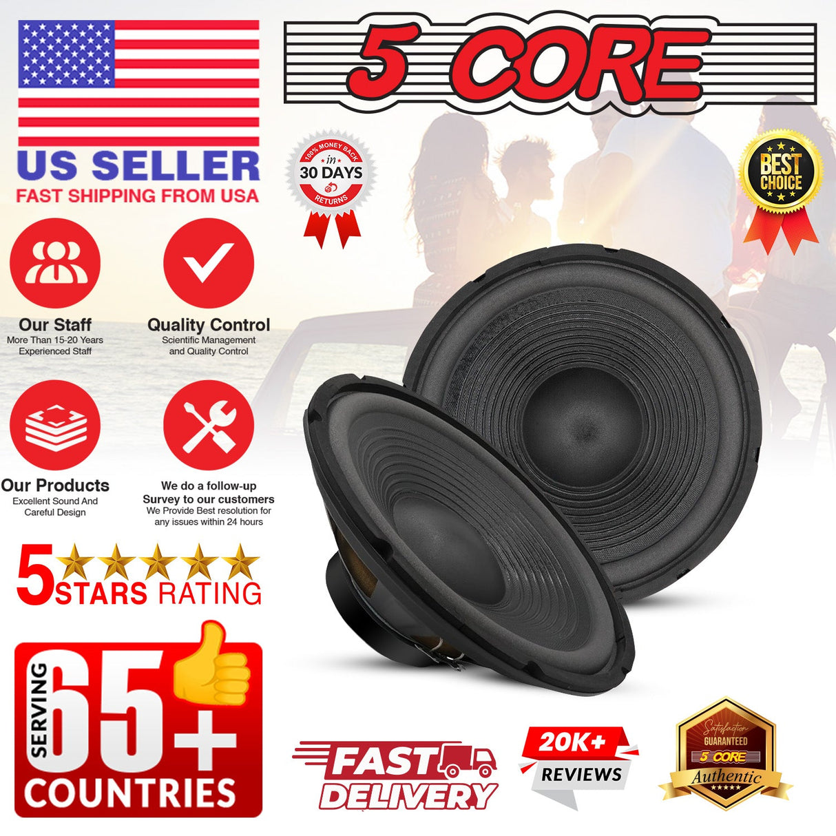 5Core 12 Inch DJ Subwoofer Speaker 1200W Peak 4Ohm Audio Replacement Sub woofer