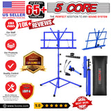 5Core Music Stand For Sheet Music Portable Tripod Adjustable Folding Note Holder BLACK