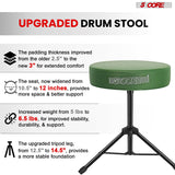 5Core Drum Throne Adjustable Guitar Stool Padded Drummer Seat for Adults & Kids Dark Green