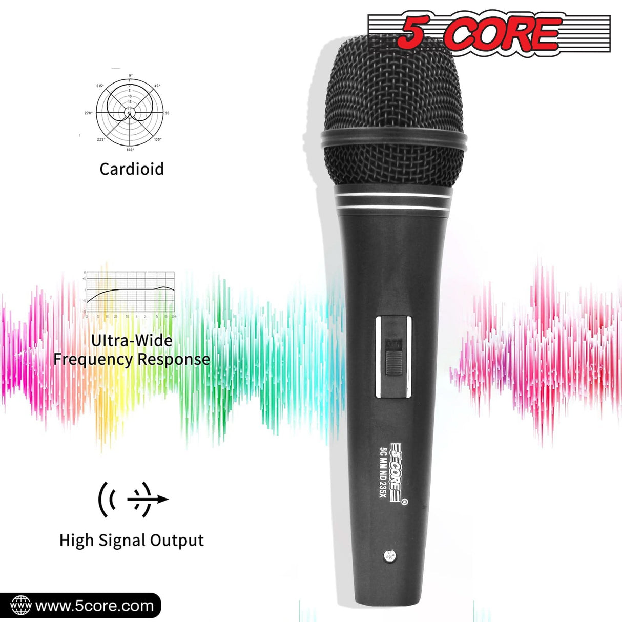 5Core XLR Microphone Dynamic Mic Karaoke Singing Studio Microfono Handheld Mics