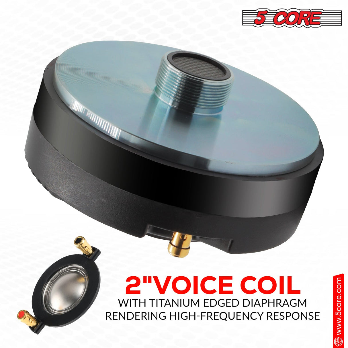 5 Core Compression Driver 135W RMS 8 Ohm Titanium Horn Throat Tweeter Speaker 18 TPI Threading