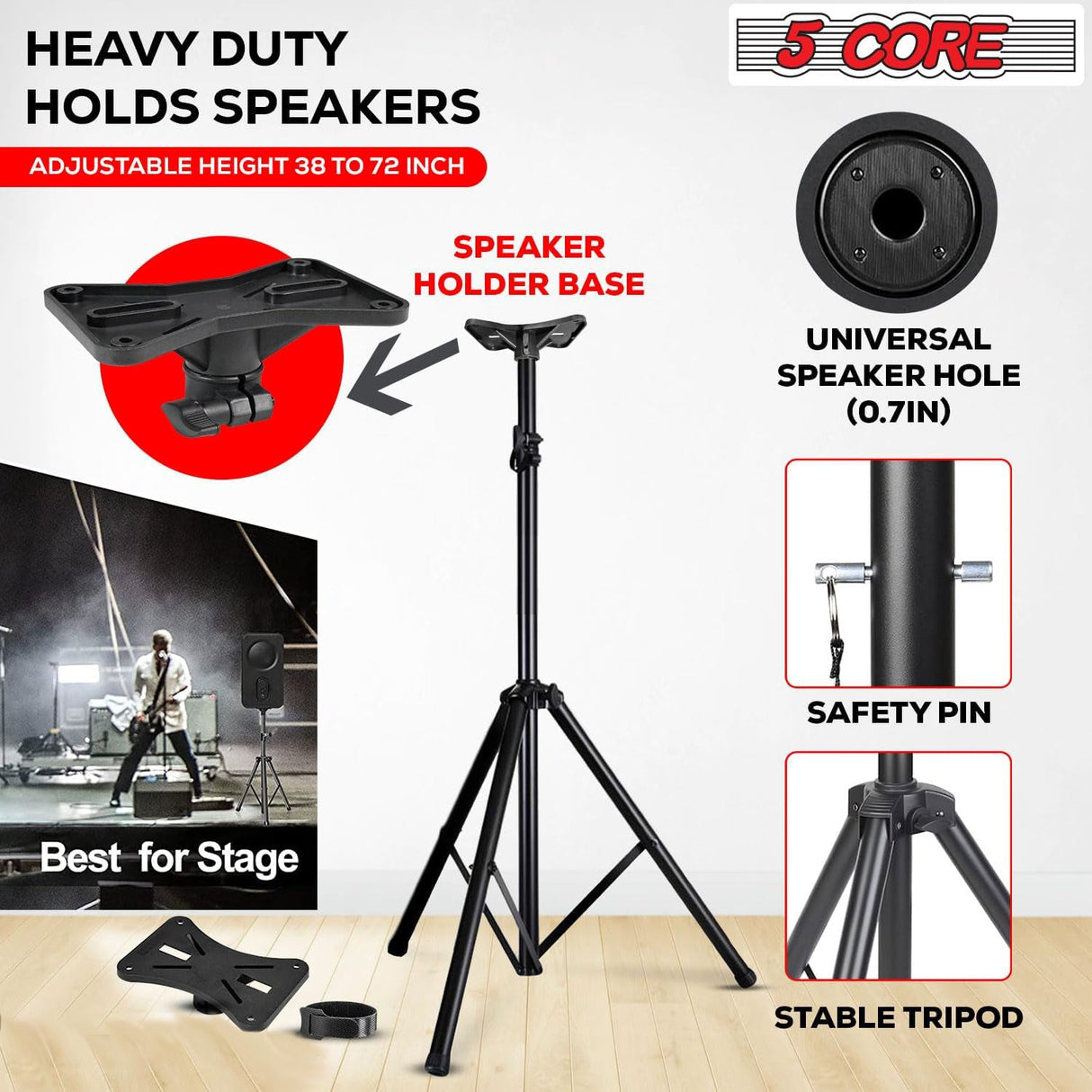 5 Core 12 Inch Professional 3000W Powered PA System Pair 2 Way TWS Bluetooth Speaker +4 Wireless UHF Mics +2 Stand +2 Bags XLR in/Out Active Preamp Outdoor Sound Set for DJ Party