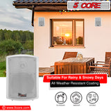 5 CORE 400W MAX 5.25- Inch in-Wall/in-Ceiling 2 Pieces Stereo Speakers Outdoor Speaker 2 Way Slim Wired Waterproof System Indoor Patio Backyard Surround Sound Home Exterior WST White 2PCS