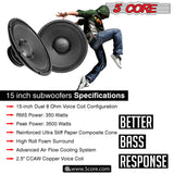 15 inch Subwoofer Replacement PRO DJ Speaker Sub Woofer Full Range Loud 350 Watts RMS (3500W PMPO) 90oz Magnet 5 Core Ratings 15-185 MS 350W
