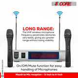 5Core Wireless Microphone VHF Fixed Dual Frequency Microfono Inalambrico 100FT Range