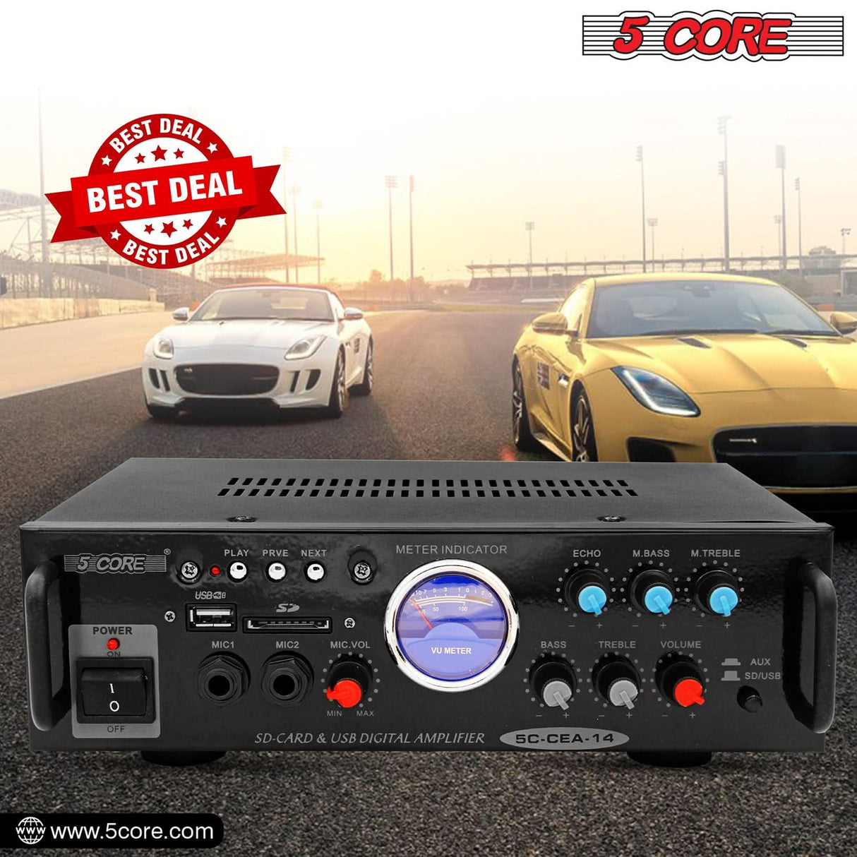 5Core Dual Channel Amplifier Car Audio System 300W Audio Reciver Car amp