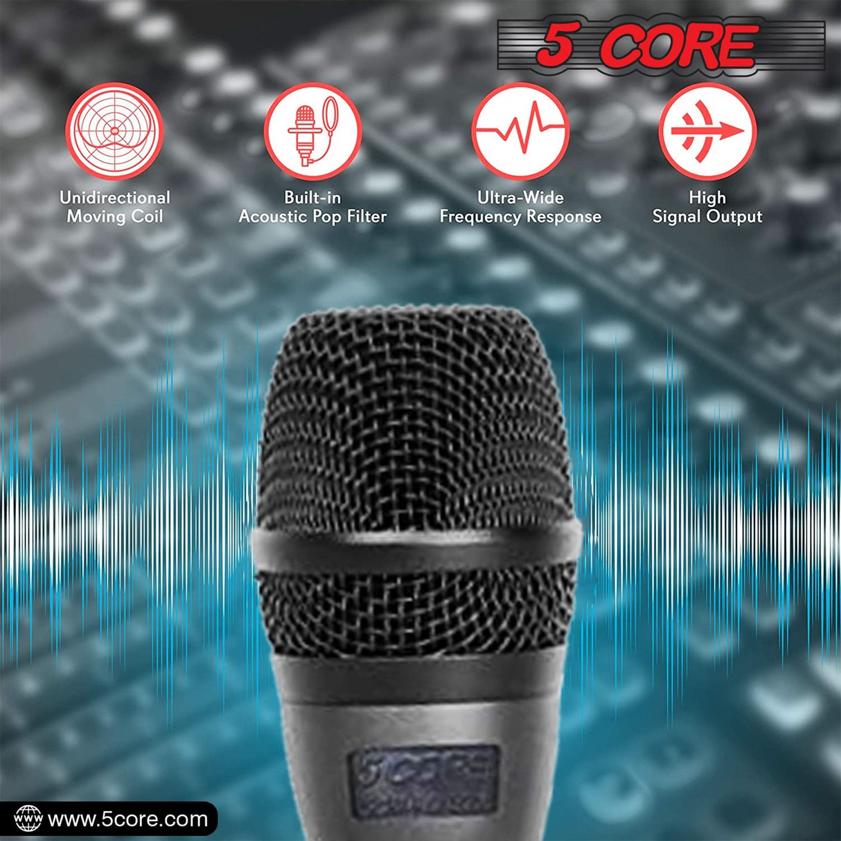 5Core XLR Microphone Dynamic Mic Karaoke Singing Studio Microfono Handheld Mics