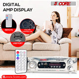 5Core Amplifier Home Audio 400W in-Built Speaker Mini Stereo Dual Channel LCD Display TF AUX USB