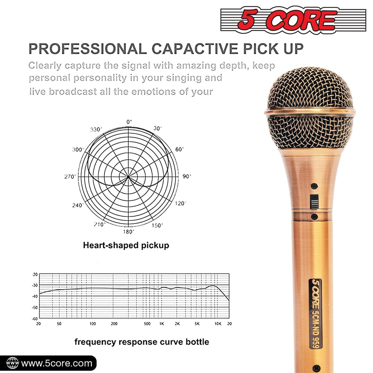 5Core XLR Microphone Dynamic Mic Karaoke Singing Studio Microfono Handheld Mics