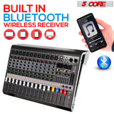 This audio 12 channel mixer features a built-in Bluetooth wireless receiver for seamless connectivity and convenient sound control