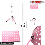 5Core Music Stand For Sheet Music Portable Tripod Adjustable Folding Note Holder PINK