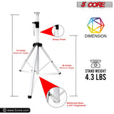 5Core Speaker Stand Tripod Tall Adjustable 72 Inch DJ Studio Monitor Stands Pole Mount WHITE