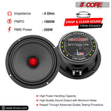 5 Core 6.5 Inch Midrange Door Speaker + Tweeter Combo 580W PMPO Subwoofer 300W PMPO Tweeters