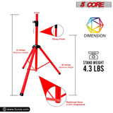 5Core Speaker Stand Tripod Tall Adjustable 72 Inch DJ Studio Monitor Stands Pole Mount RED