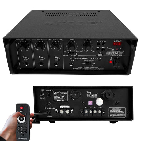 5 Core Amplifier Stereo Receiver: Home PA speaker microphone amp for outdoor DJ karaoke events.