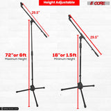 5Core Tripod Mic Stand Heavy Duty Adjustable Holder Floor Microphone Boom Arm BLACK