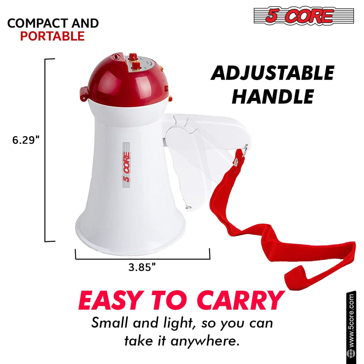 Adjustable handle on this mini megaphone ensures a secure and comfortable grip for kids and adults alike.