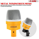 Adjustable drum mic kit with a metal windscreen mesh ensuring precise sound capture.