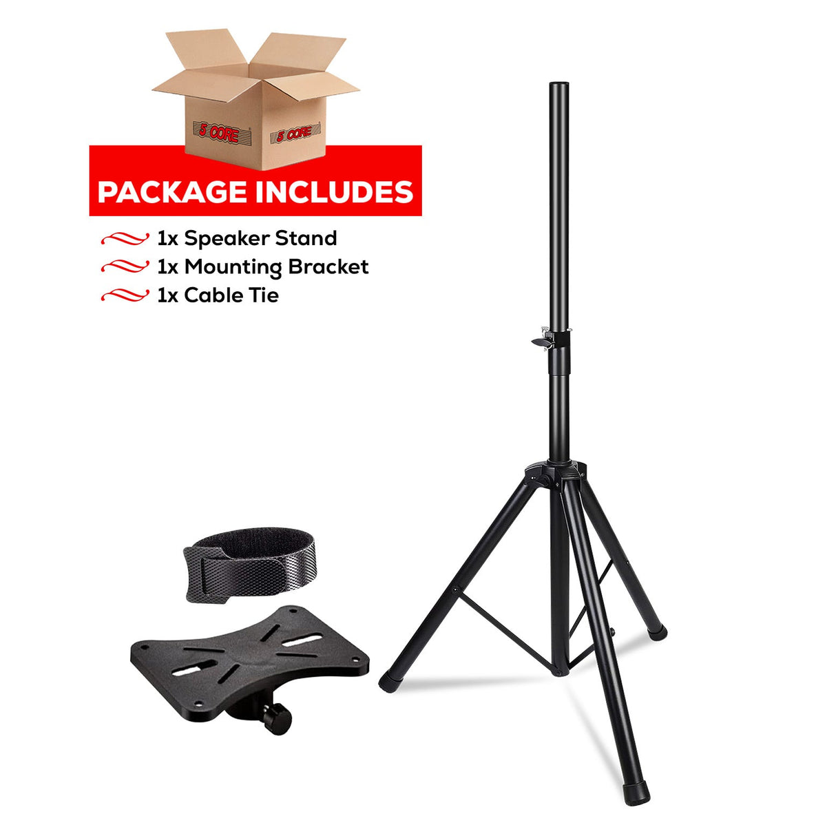 5 Core Speaker Stand Tripod Heavy Duty Adjustable Up to 72 Inch DJ Studio Monitor Stands Pole Mount Black