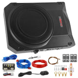 5 CORE 10 inch Slim Under Seat Car Audio Subwoofer 800W Active Powered Under-Seat Built in Amplifier Truck Sub Woofer in Enclosure Box + Wiring Kit & Remote Control BTUBE UNDR ST 150