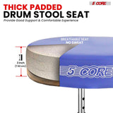 Thick padded drum stool for superior comfort and support during extended playing sessions