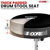 Thick padded drum stool for superior comfort and support during extended playing sessions