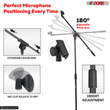 5Core Tripod Mic Stand 4Pcs Heavy Duty Adjustable Holder Floor Microphone Boom Arm BLACK