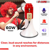 Bullhorn megaphone with siren for stadiums and loud noise makers.